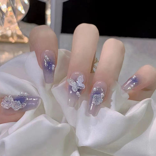 Artistic Ombre Floral Press-On Nail Set Bowlift