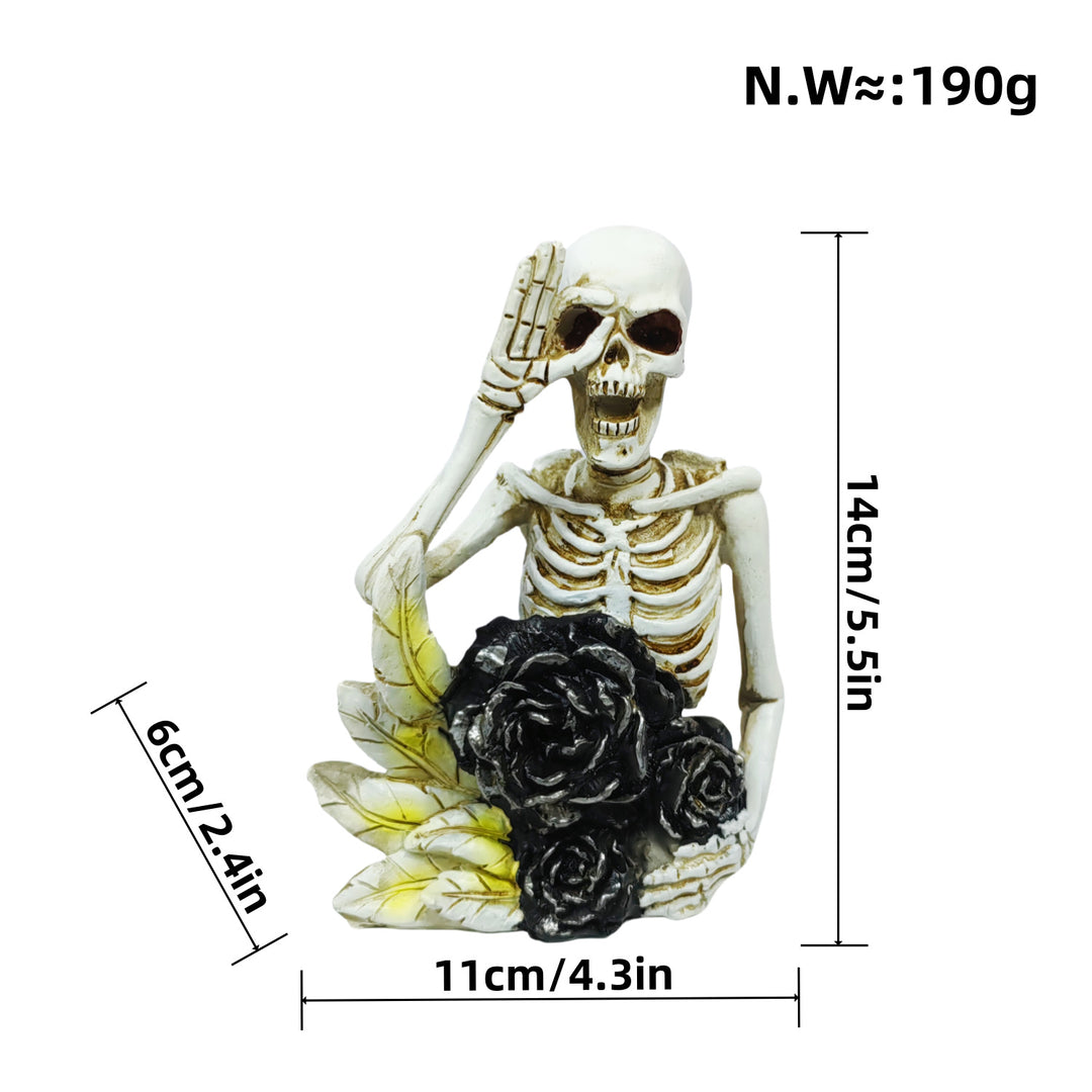 Stylish skeleton figure with top hat and black rose Bowlift
