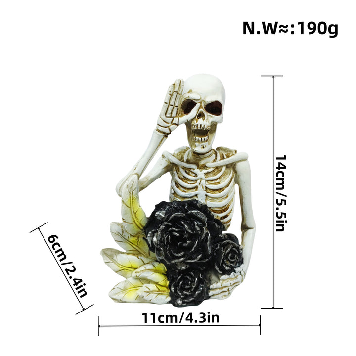 Stylish skeleton figure with top hat and black rose Bowlift