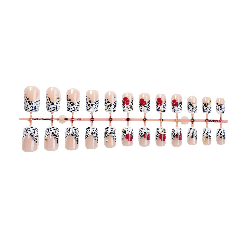 Creative Art Press-On Nail Set with Floral and Zebra Designs Bowlift