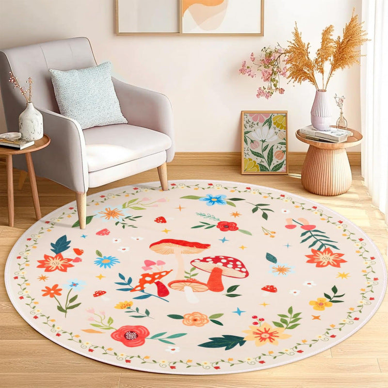 Floral-Themed Round Area Rug