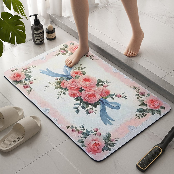 Vintage Floral Bath Mat Bowlift