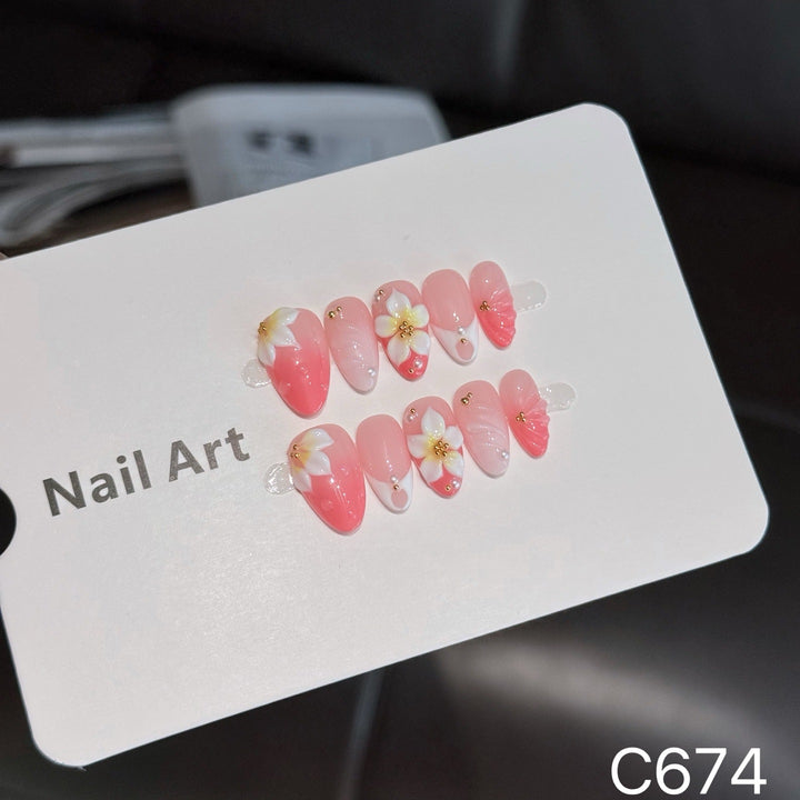 Floral Accent Press-On Nail Set