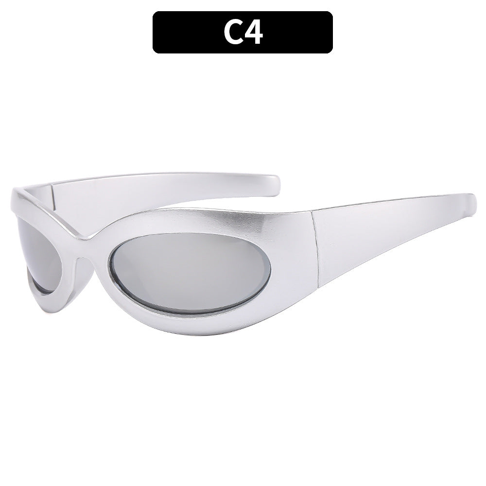 Sleek Futuristic Oval Sunglasses