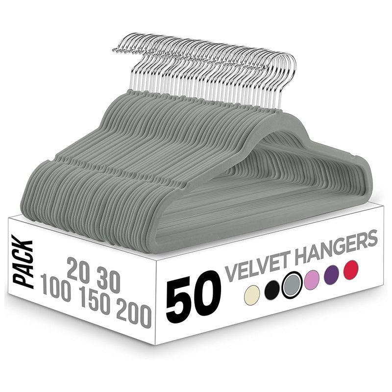 Slim velvet non-slip contoured hanger set with swivel chrome hooks Bowlift