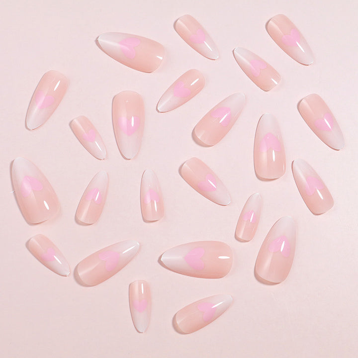 Heart-Accent Press-On Nail Set Bowlift