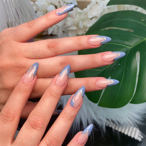 Artistic Press-On Nail Set with Modern Abstract Design Bowlift