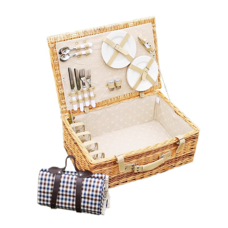 Rustic picnic basket with dish set Bowlift