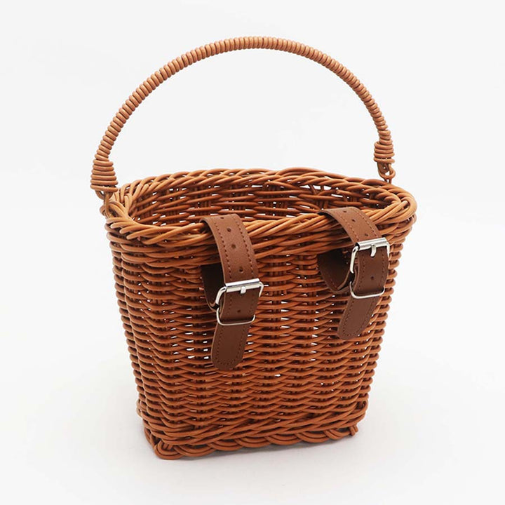 Decorative Woven Storage Basket with Leather Handles Bowlift