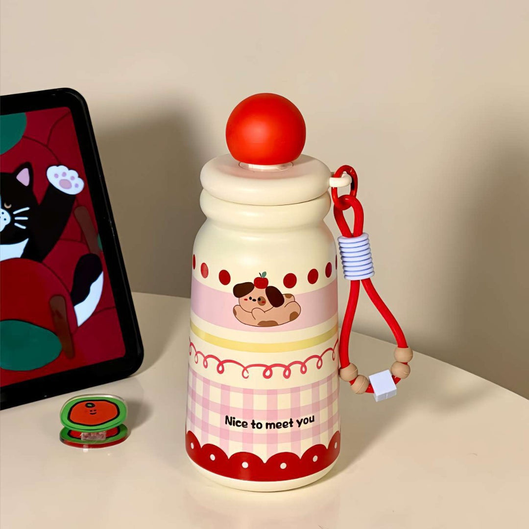 Women's Insulated Water Bottle with Playful Dog Design Bowlift