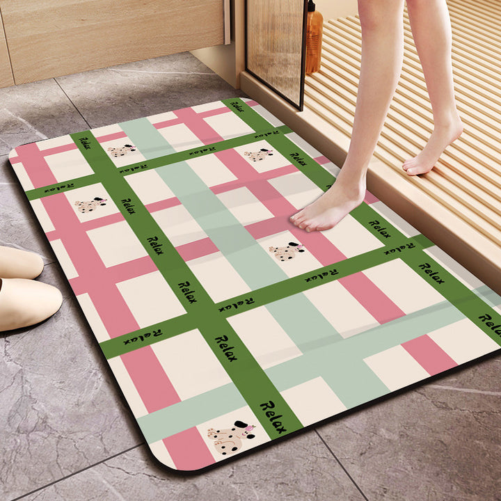 Floral Design Cotton Bath Mat Bowlift