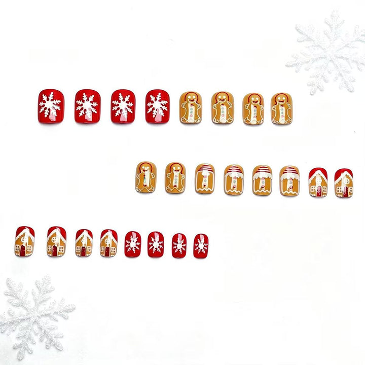 Artificial nails in Christmas gingerbread house design Bowlift