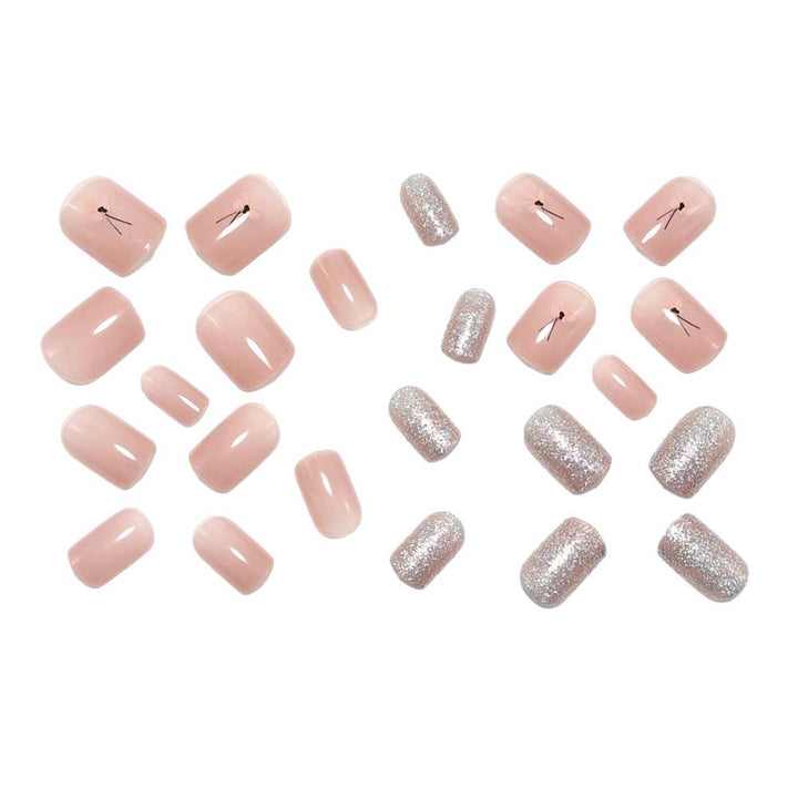 Decorative artificial nails with glitter and delicate floral designs Bowlift
