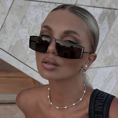 Ladies trendy sunglasses in a futuristic design with square lenses Bowlift