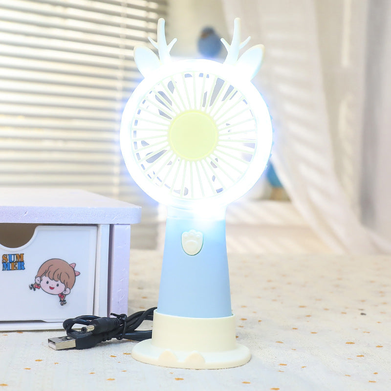 Women Portable Mini LED Fan with Creative Animal Ears Bowlift