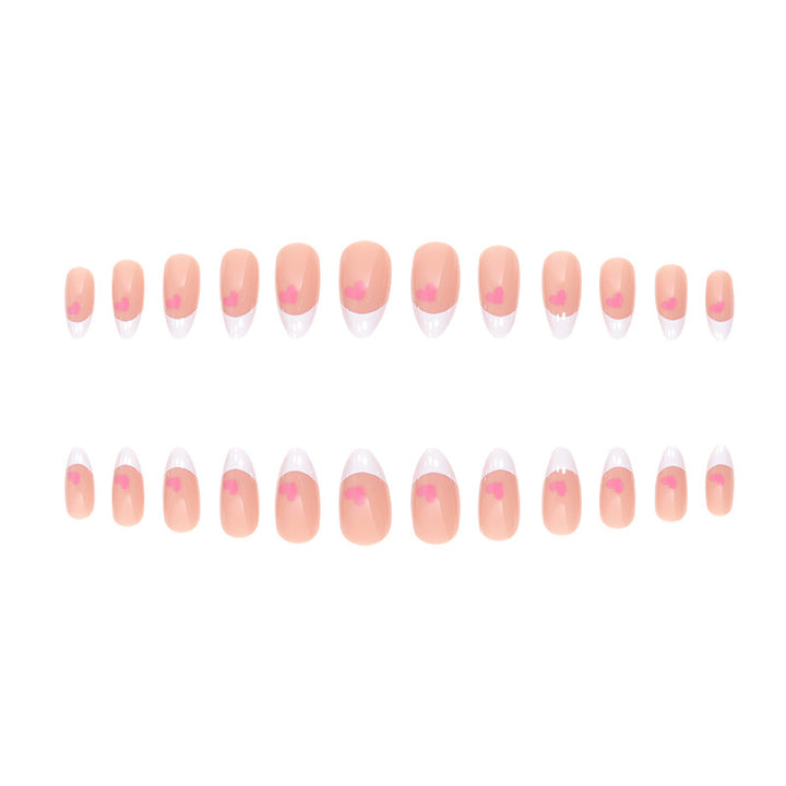 Elegant Heart-Accent French Tip Press-On Nails Bowlift