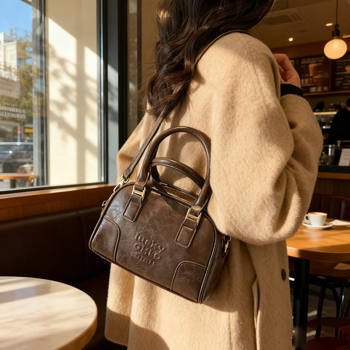 Luxurious Faux Leather Structured Handbag Bowlift