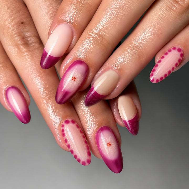 Elegant Artificial Nails with Floral Patterns Bowlift
