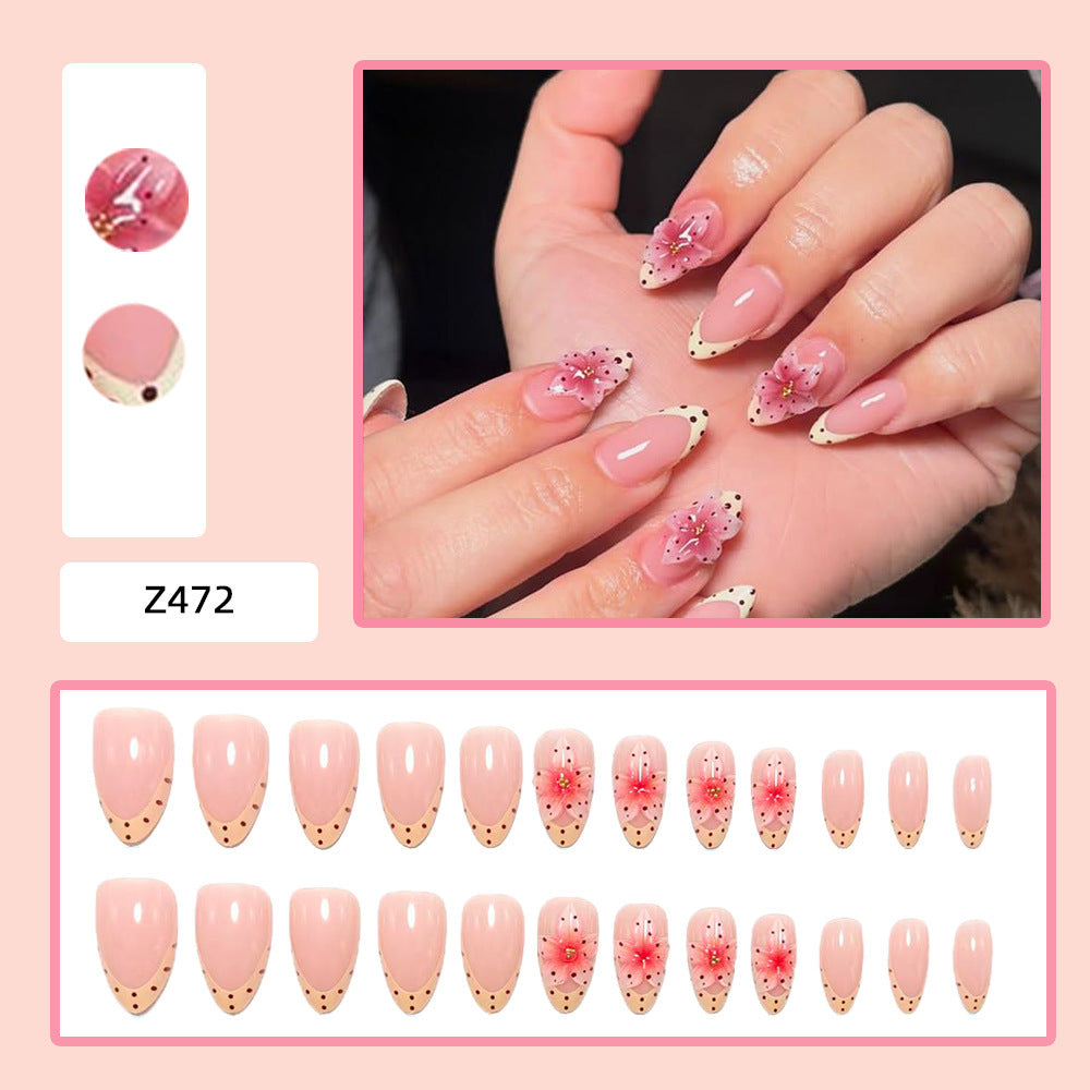Artful Nail Extensions with Floral Accents Bowlift