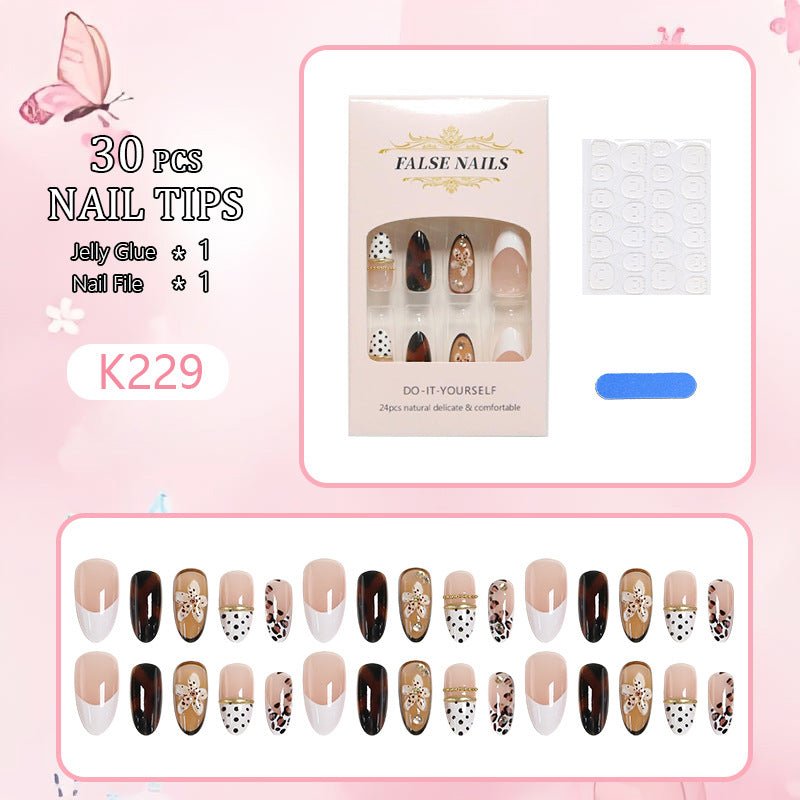 Artificial Nail Set with Floral and Glamorous Design Bowlift