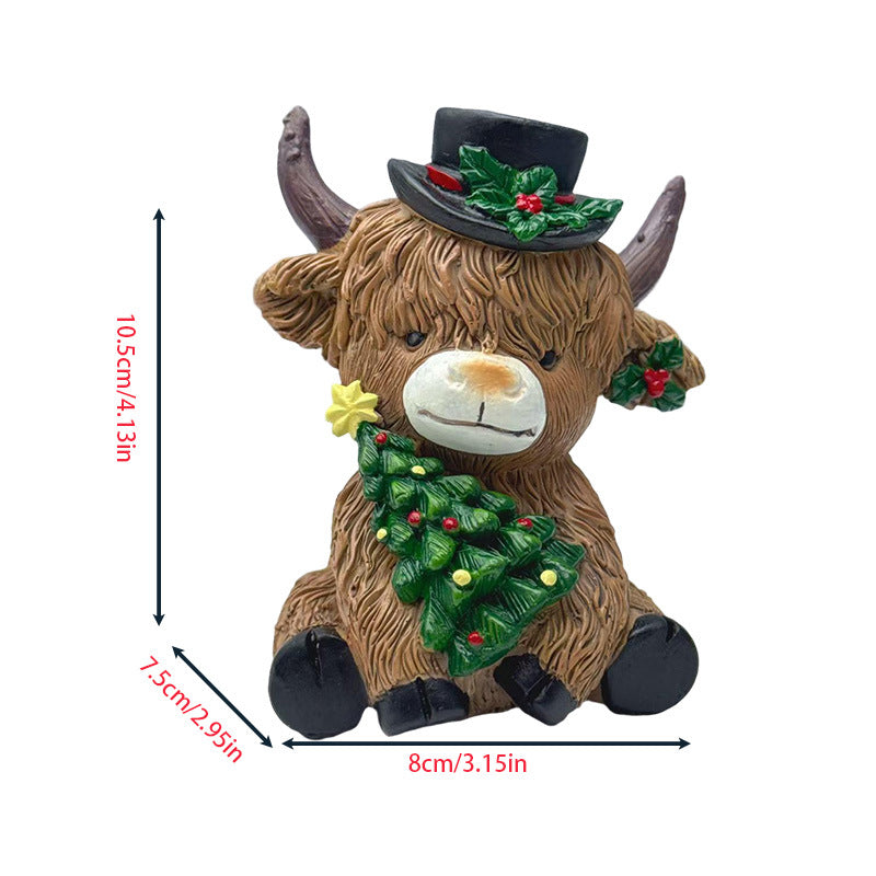 Decorative Highland Cow Figurine Bowlift