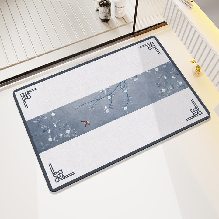 Artistic Floral Bath Mat Bowlift