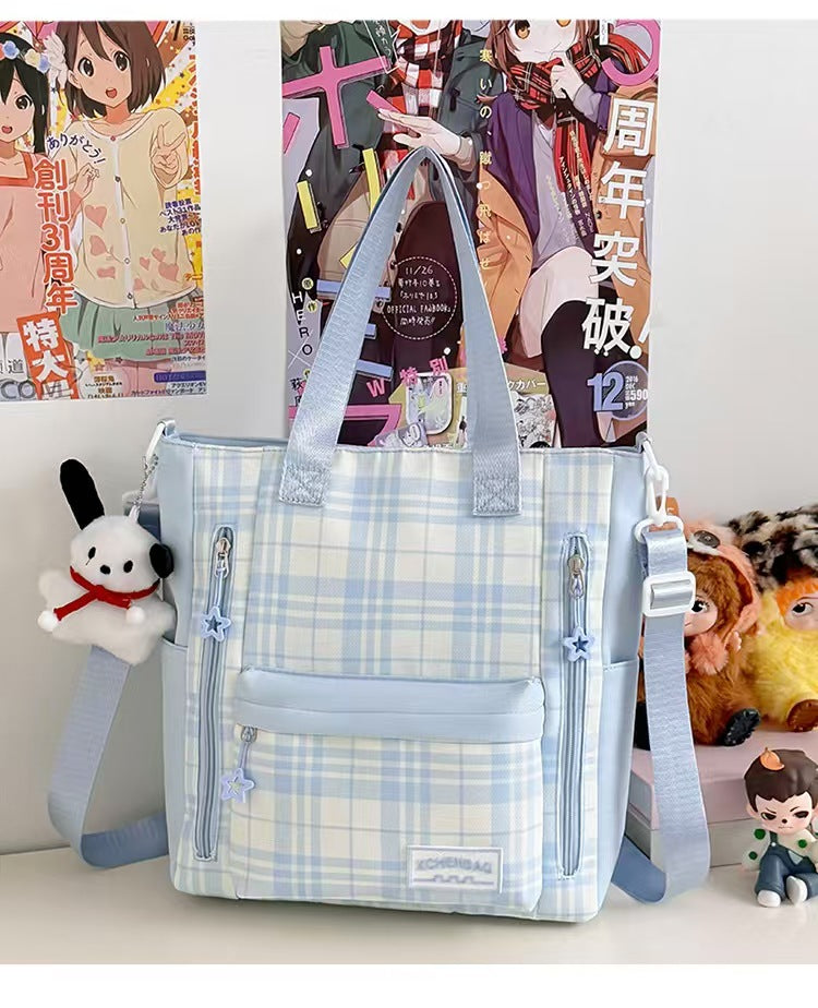 Stylish Plaid School Backpack Bowlift