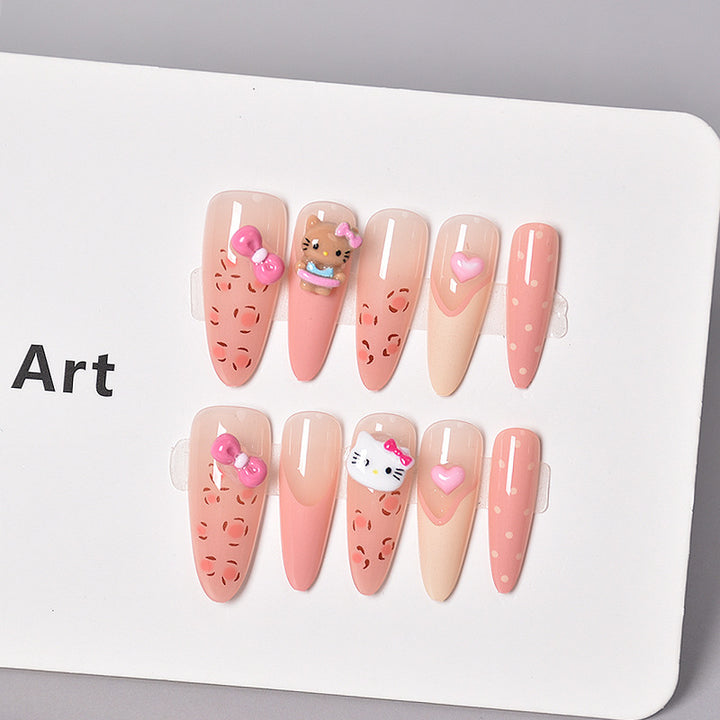 Glamorous Heart-Themed Press-On Nail Set Bowlift