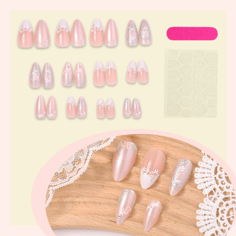 Elegant Floral Press-On Nail Art Ensemble Bowlift