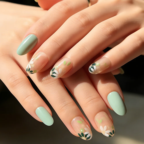 Press-On Floral Nail Art Set Bowlift