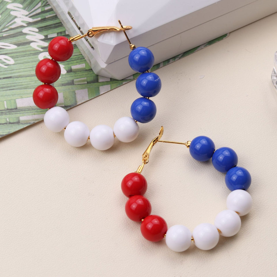 Women's nan chunky beaded hoop earrings with metal leverback clasp Bowlift