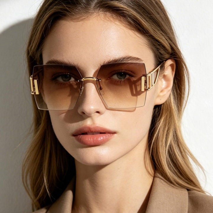 Women's square sunglasses with luxurious metal frame Bowlift