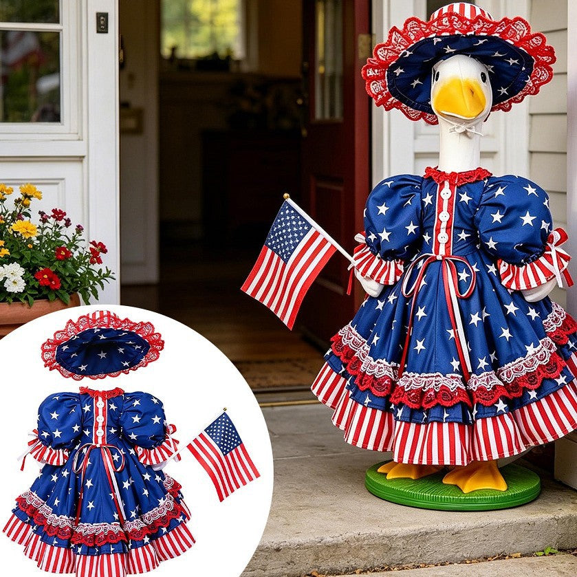 Unisex decorative fabric gander with patriotic costume and removable top hat Bowlift