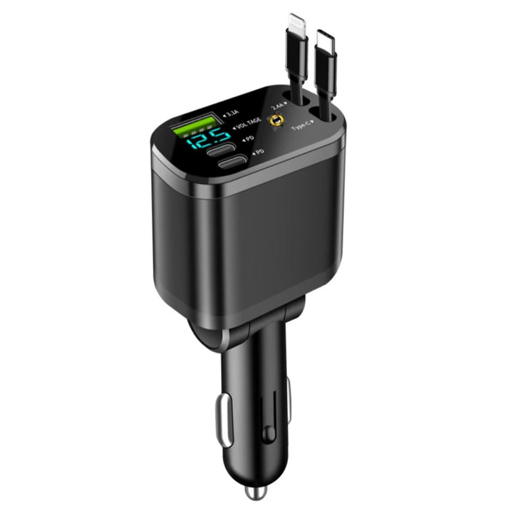 High-Power Fast Car Charger with Dual USB-C PD Ports and LED Voltage Display Bowlift