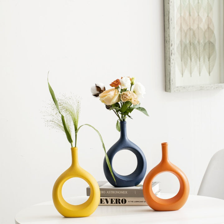 Artistic Circle-Shaped Ceramic Vase