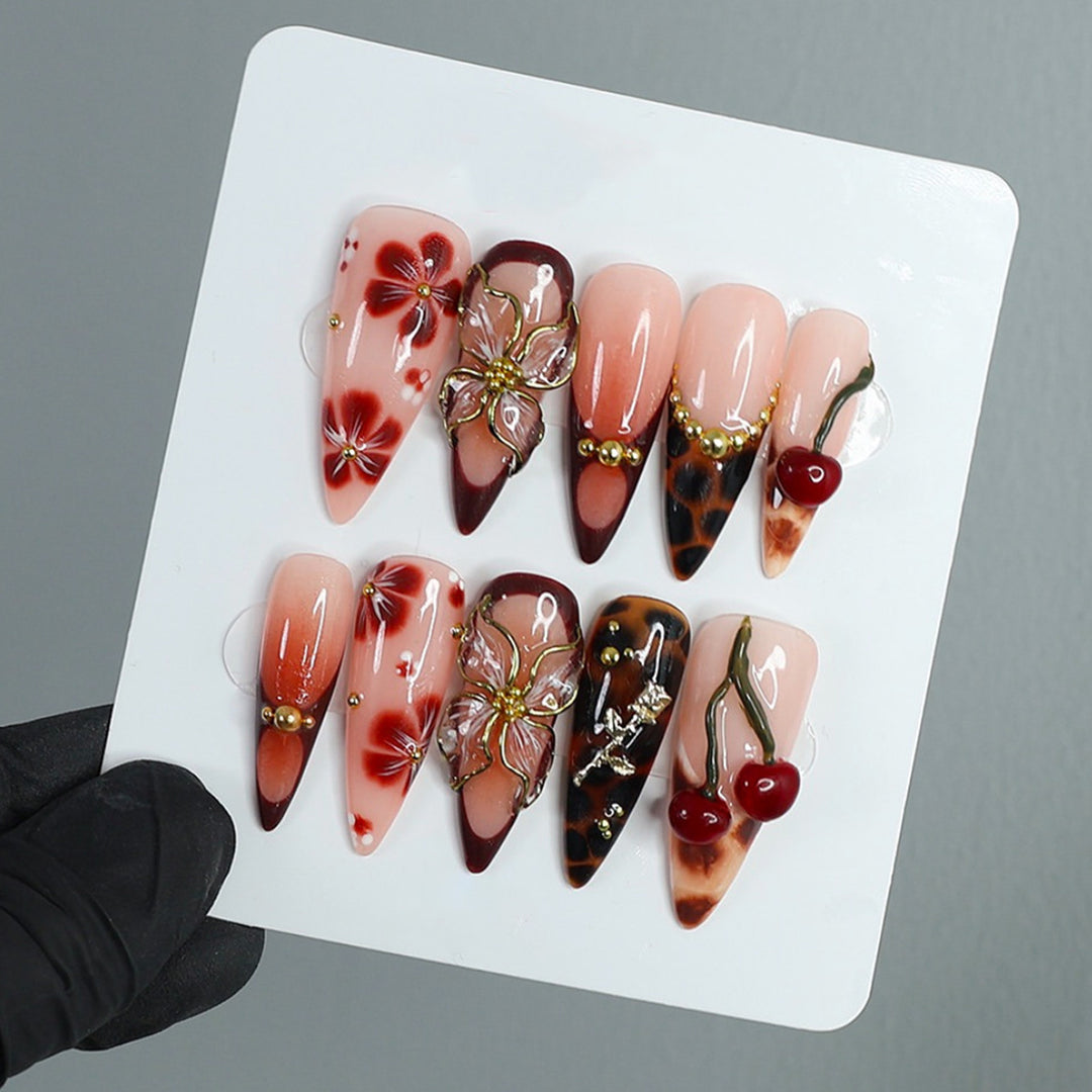 Artistic Decorative Press-On Nail Set Bowlift
