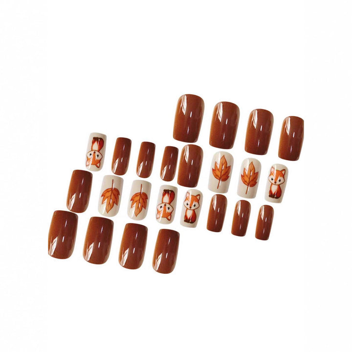 Thematic Fox and Leaf Nail Art Set Bowlift