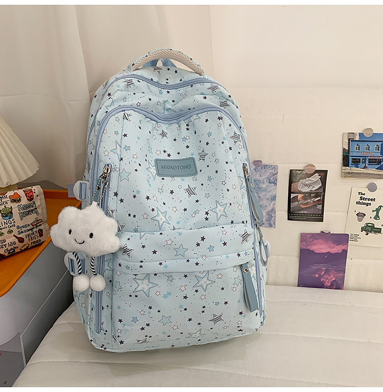 Star-Patterned Comfort School Backpack Bowlift