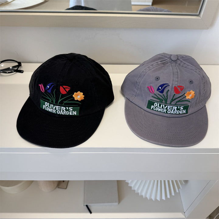 Men's Embroidered Floral Cap Bowlift