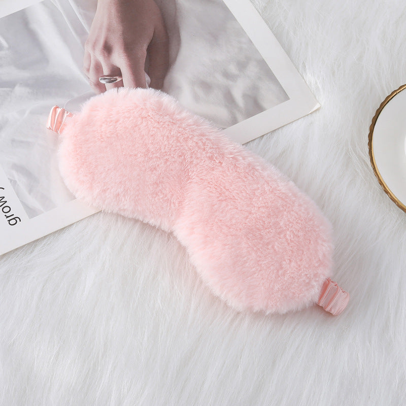 Women's cozy sleep mask made of plush with adjustable elastic band and lightproof inner lining Bowlift