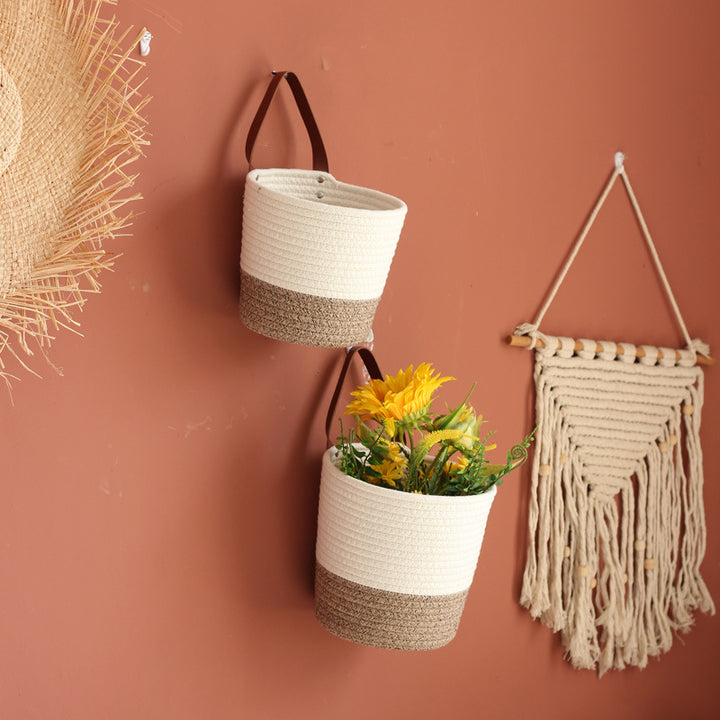 Decorative basket with leather handle Bowlift