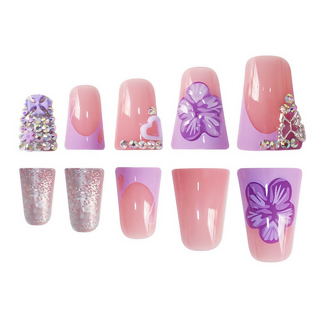 Creative Floral Acrylic Nail Art Bowlift