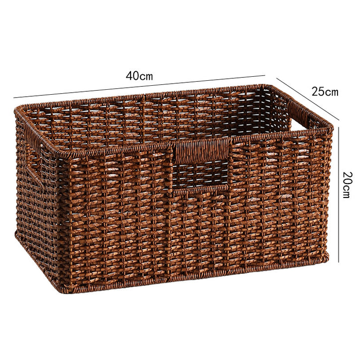Handcrafted Large Rectangular Wicker Storage Basket Bowlift