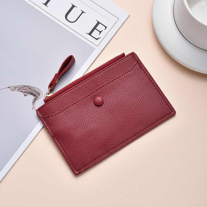 Textured Leather Zippered Card Holder Bowlift