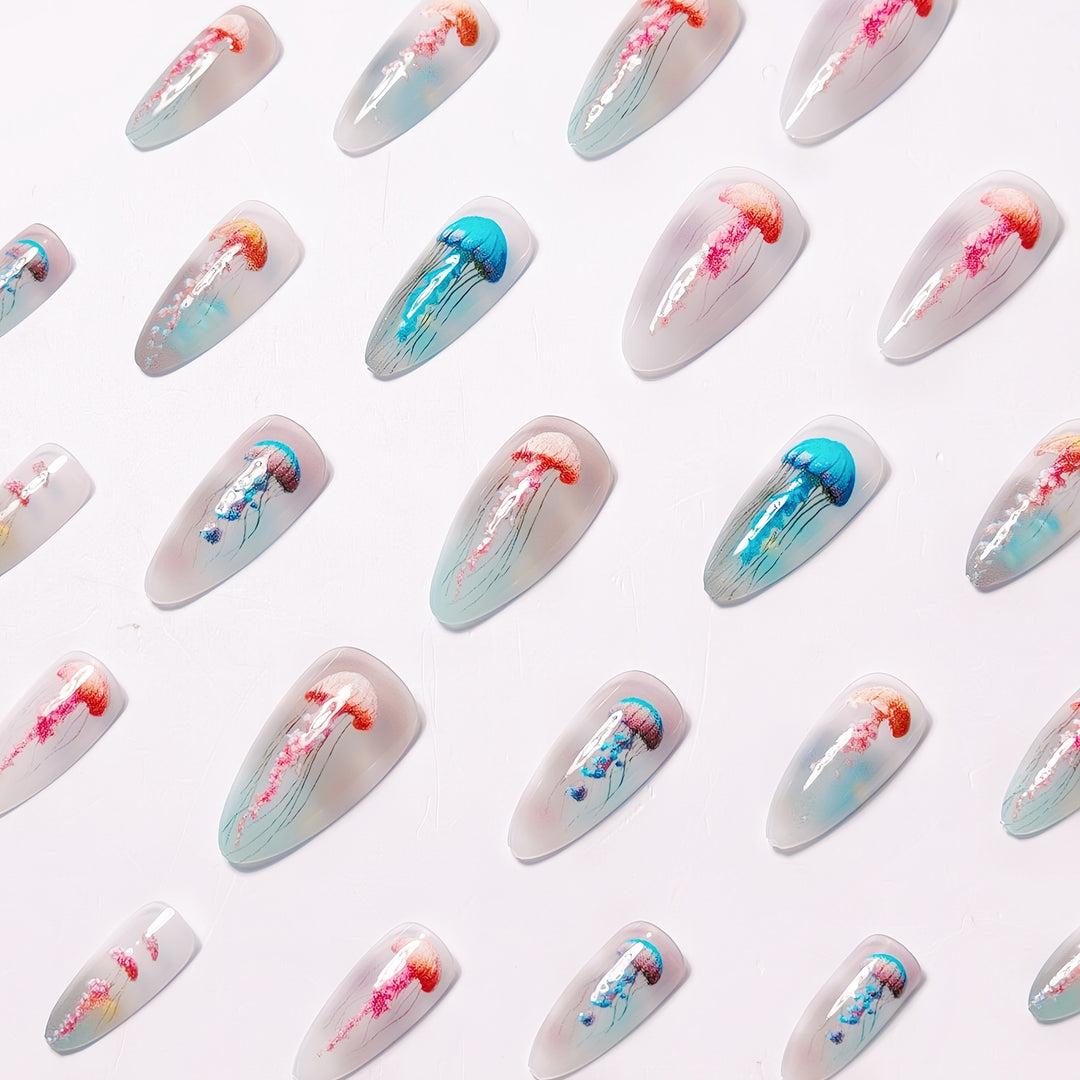 Artistic Jellyfish Design Nail Art Bowlift