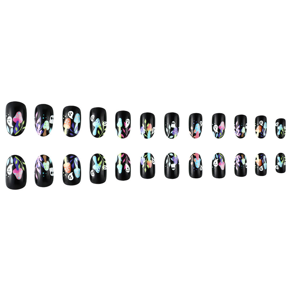 Whimsical Ghost-Themed Press-On Nail Art Bowlift