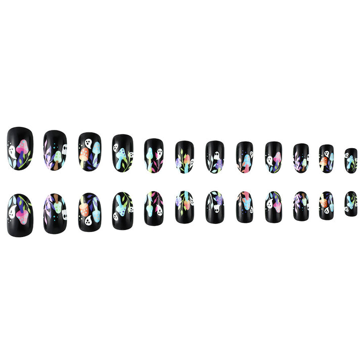 Whimsical Ghost-Themed Press-On Nail Art Bowlift