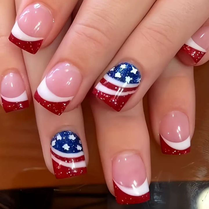 Patriotic Gel Nail Art Extensions Bowlift