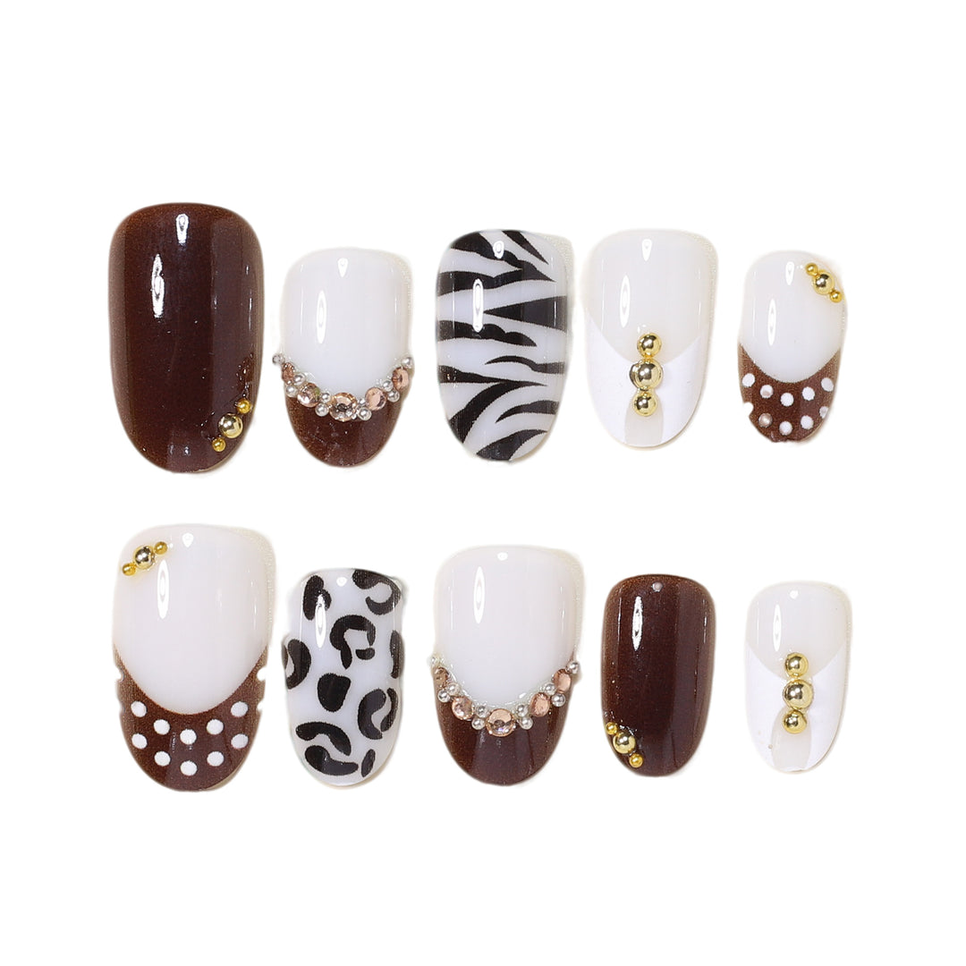 Artistic Nail Design Set with Gem Accents Bowlift