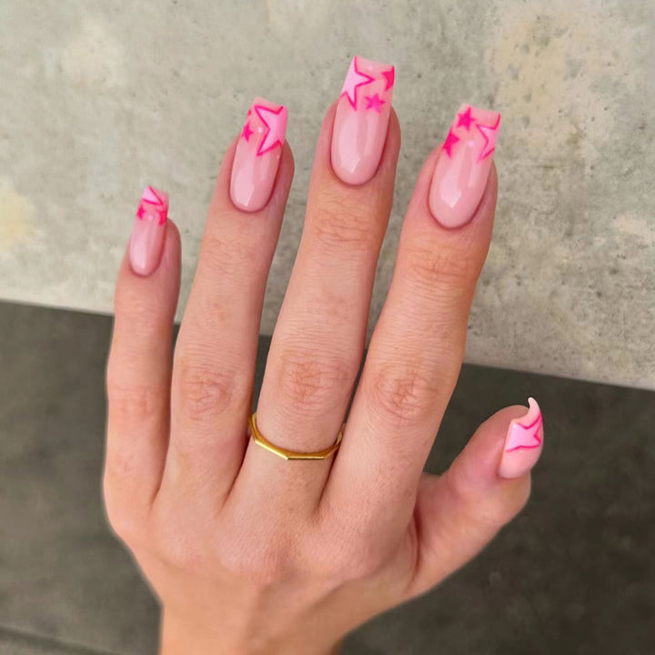 Artful nail art with neon colored stars Bowlift
